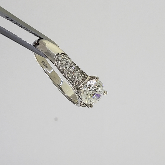 925 Sterling Silver Ladies C-Z Engagement Ring - Picture 5 of 8